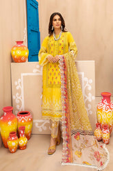 3-piece Unstitched Embroidered Lawn With Chiffon Dupatta CHN-11